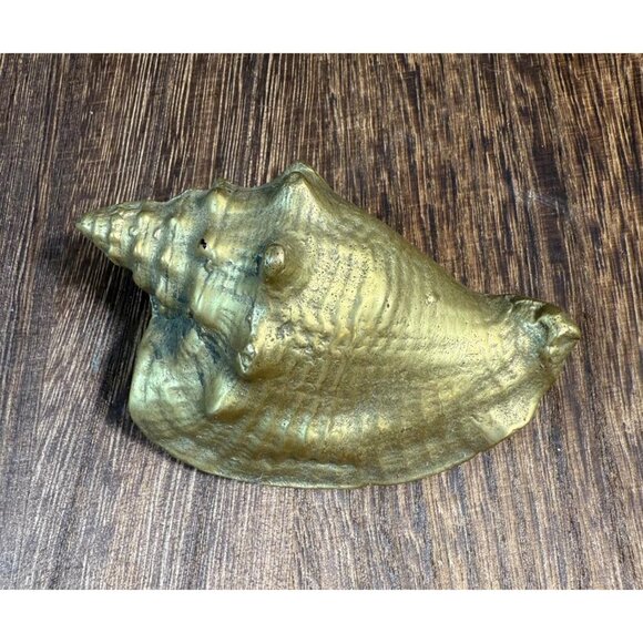 Brass Conch Shell Nautical Seashell Beach Ocean Heavy 3” Paperweight - Picture 2 of 6